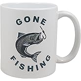 Palm City Products Gone Fishing - 11 oz Ceramic Coffee Mug | Great Gift for People Who Love Fishing