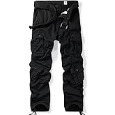 OCHENTA Men's Cotton Casual Cargo Work Pants Baggy Camo Tactical Combat Trousers with 8 Pockets (No Belt)