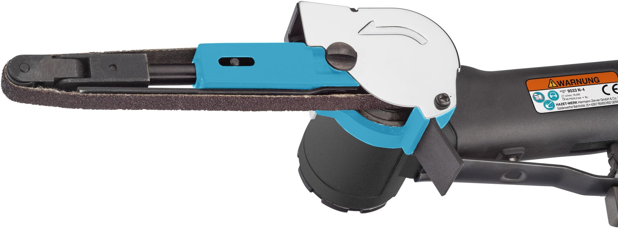 HAZET Sander 9033N-4 Belt Sander, Continuous Speed Adjustment, for Sanding Belts 10 x 330 mm, with Lock for Quick Sanding Belt Change, Handy Device for Sanding