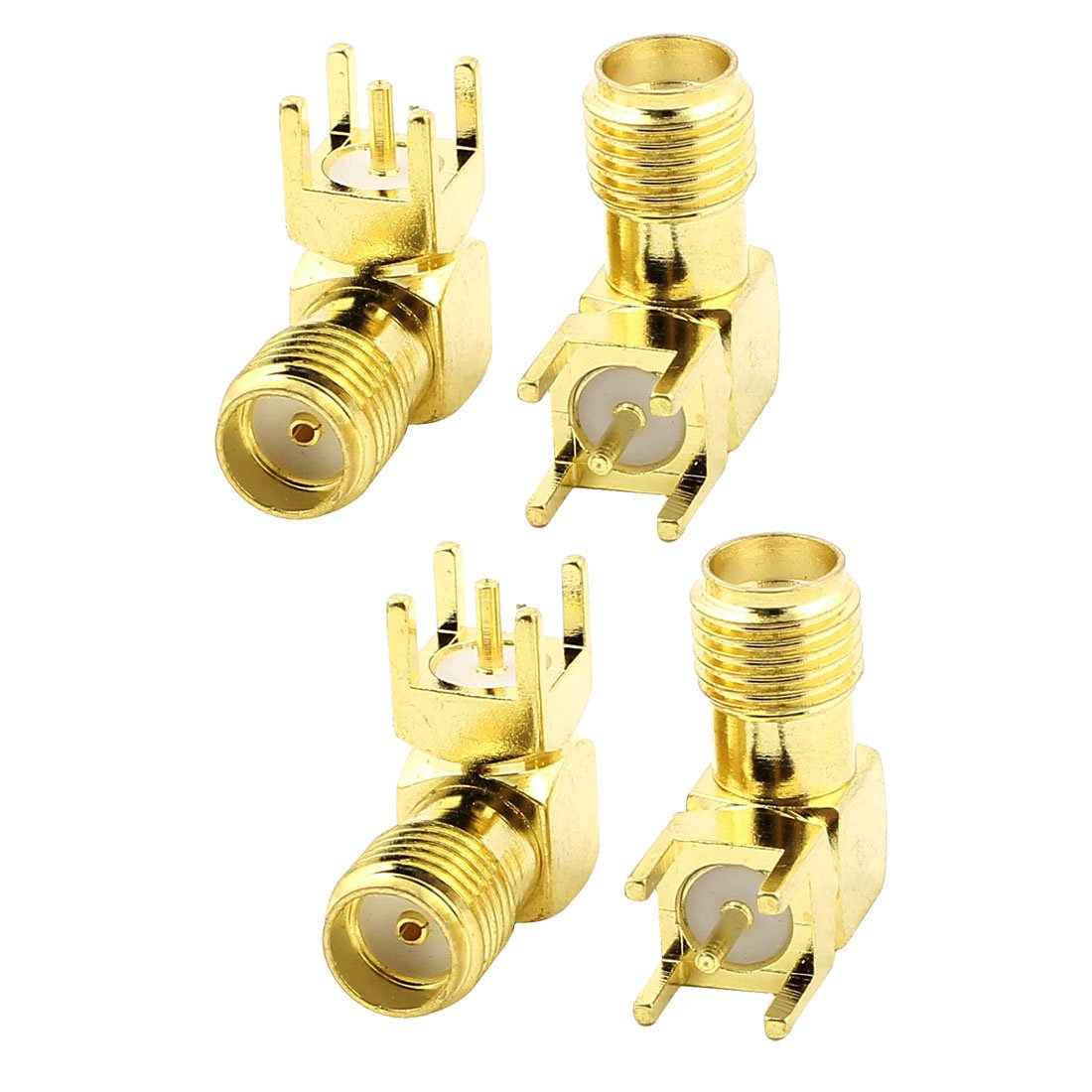 sourcing map SMA Female Jack Right Angle Solder PCB Mount RF Connector Adapter 4pcs