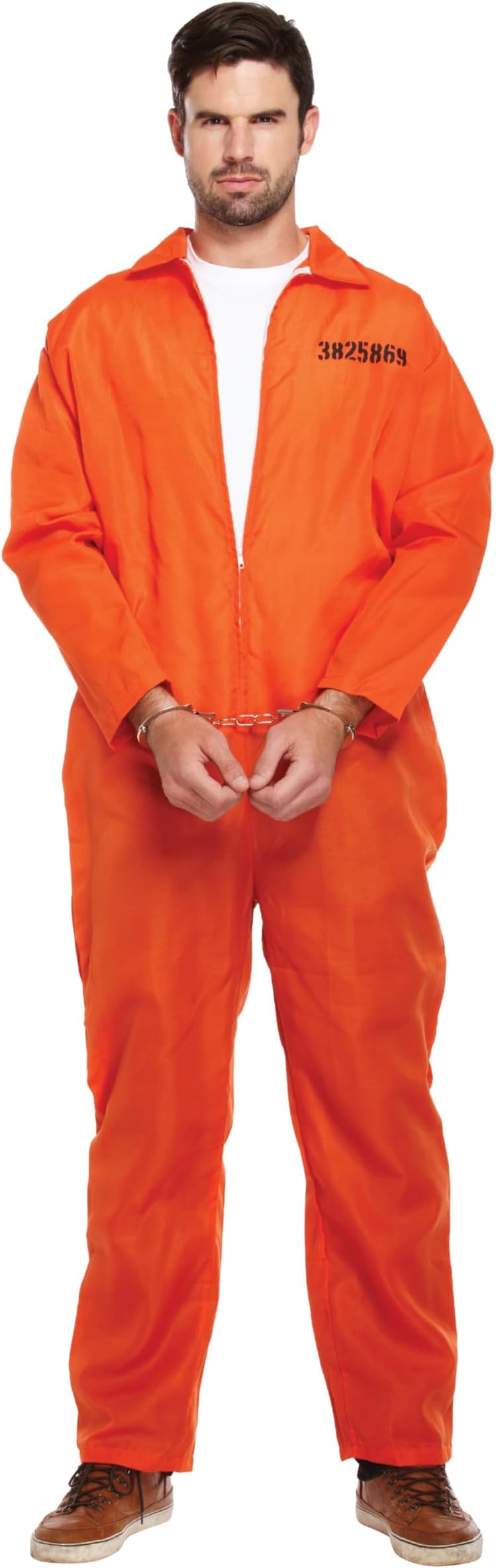 HENBRANDT Adult Orange Prison Jumpsuit Costume One Size Mens Fancy Dress