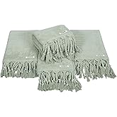 Sand Cloud Turkish Bath Towels Bundle for Bathroom, Set of 4 (Daze, Sage) - Large Size - 100% Certified Organic Cotton Yarn is Lightweight, Soft & Absorbent - Premium Bath Towels Dry Faster