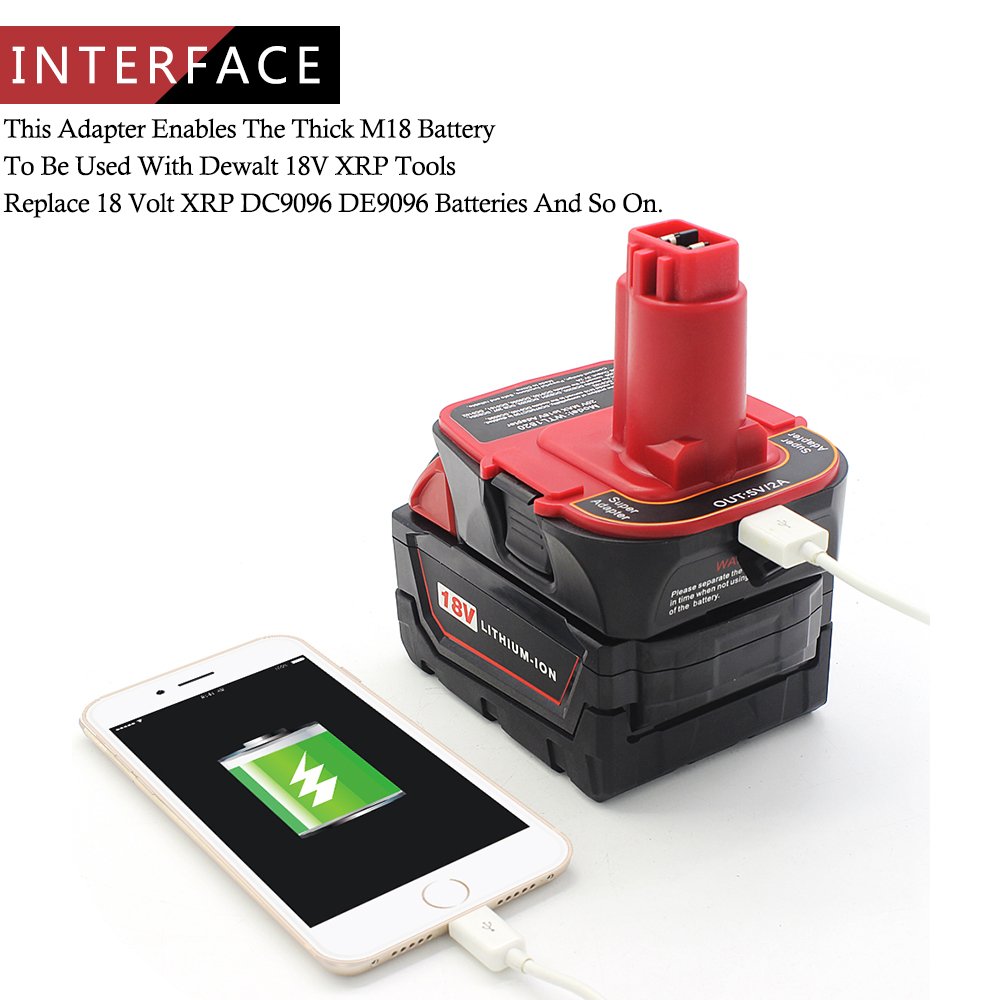 Waitley Battery Adapter for Dewalt DCA1820 18V20V Converter with USB