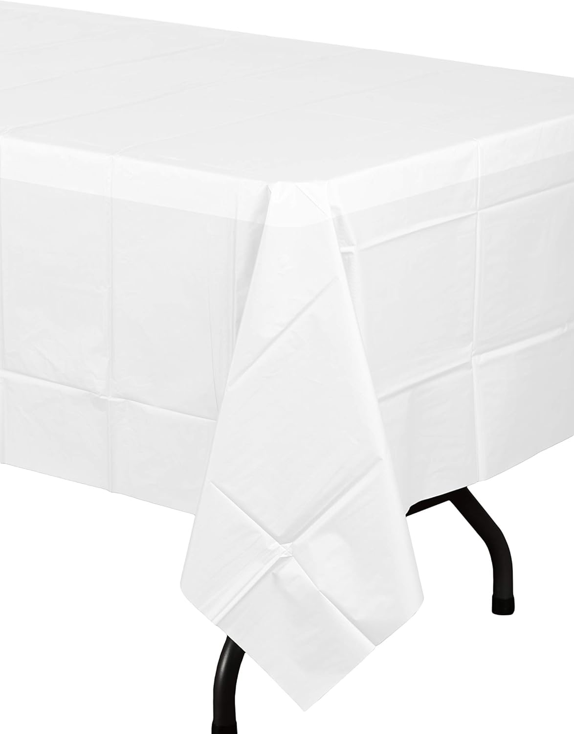 Exquisite 12-Pack Premium Plastic Tablecloth 54 Inch. x 108 Inch. Rectangle Table Cover-White: Kitchen & Dining