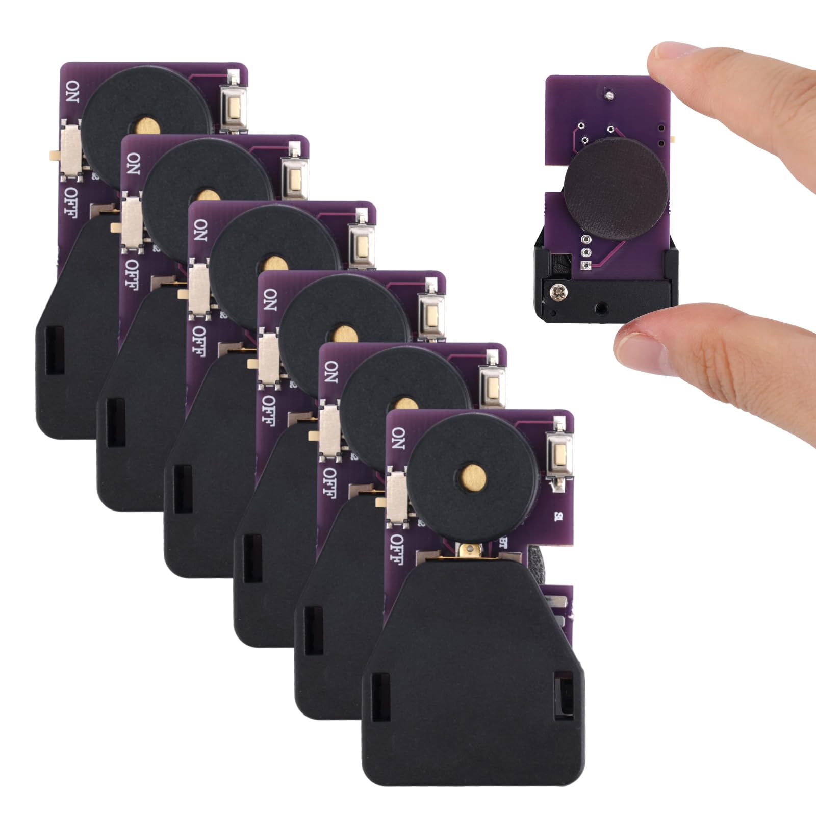 BTFO 6pcs Cricket Noise Maker Prank, with 6 Sounds Buzzing Cricket Noise Machine Hidden Annoying Beeping Device Toys with Magnet Sticker for Adults Gag Gifts Party Office Home School Car (Dark Purple)