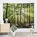 UHUSE Morning Sunshine Through Trees Tapestry-Summer Woodland Decor Tapestry Forest Foliage Sunlight Fresh Wall Hanging for Bedroom Living Room Dorm(59X79 Inches)