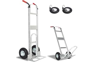 OYOEST Aluminum Hand Truck Dolly Cart with 10" Pneumatic Tire,Hand Trucks Heavy Duty 600 LBS Capacity,Platform Hand Cart for Transport & Moving in Warehouse, Home, Supermarket