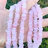 Adabele 15 Inch Natural Grade A Rose Quartz Pink Crystal Gemstone Smooth Tumbled Pebble Beads Free Form 8mm-10mm Stone Spacer for Craft Jewelry Making GZ3-9