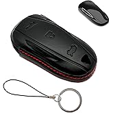 MECHCOS Compatible with Tesla Model S 3 Y Key Fob Cover Case Sleeve Leather Car Remote Shell Bag Keychain Holder