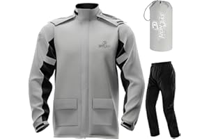 IRON JIA'S Rain Suit, Motorcycle Rain Gear for Men & Women, Waterproof Jacket and Pants, Breathable Reflective Raincoat