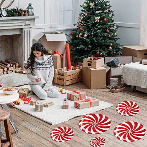 image for Outus 33 Pieces Peppermint Floor Decals Stickers Christmas Wall Window