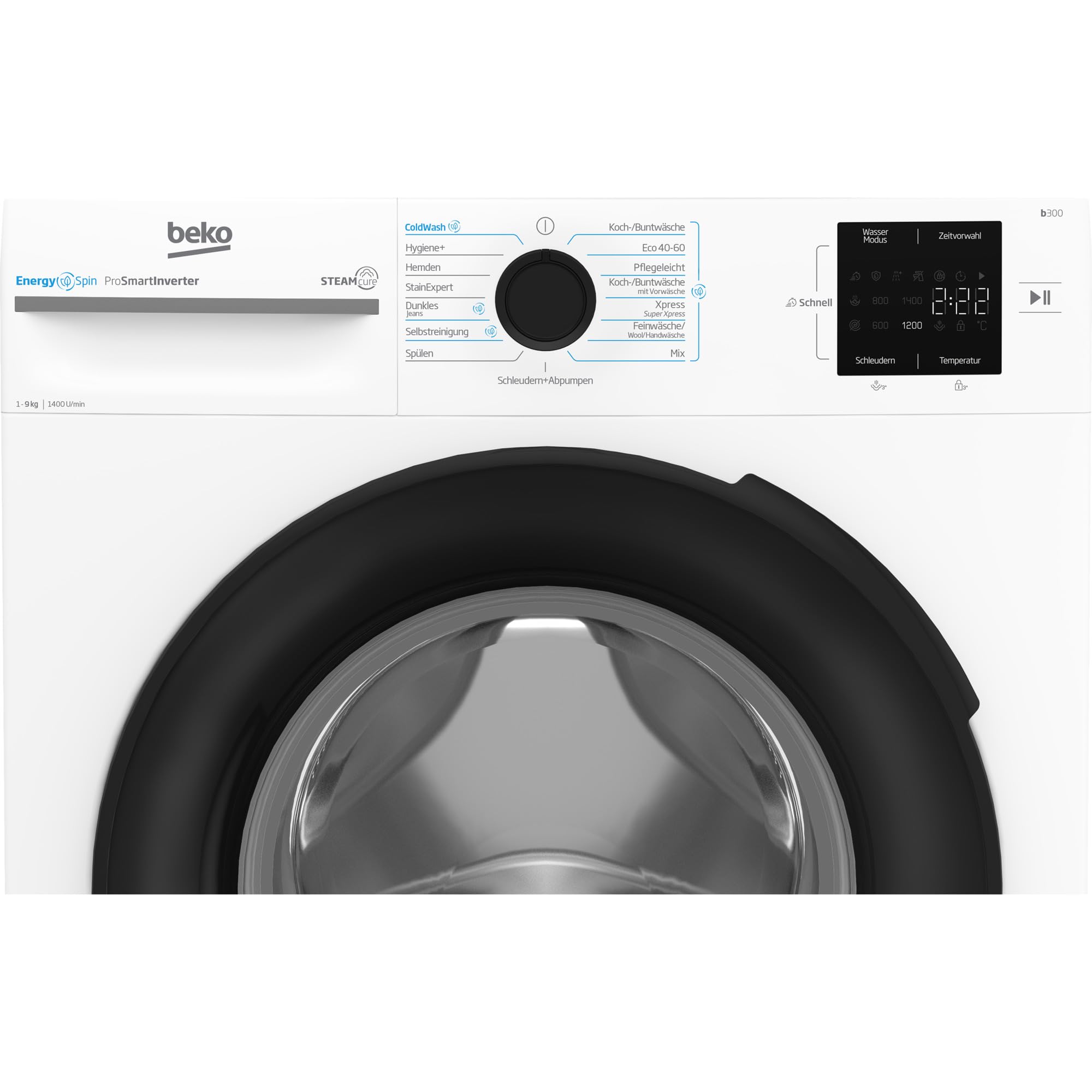 Beko BM3WFU3941X freistehende Waschmaschine, Waschvollautomat, 9 kg, EnergySpin, Schleuderwahl 1400 U/min, Hygiene+ allergikergeeignet, Coldwash Wasser-& Zeitersparnis, Weiß 5