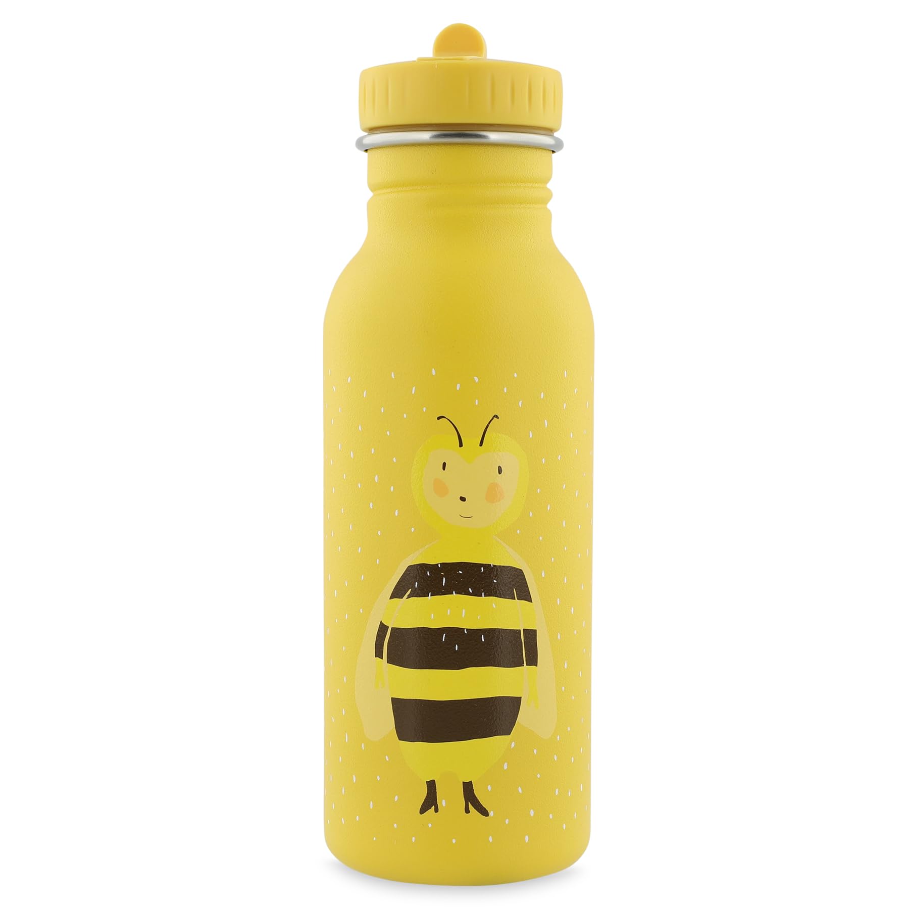Trixie Drinking Bottle - Mrs. Bumblebee - 500ml Stainless Steel Water Bottle for Kids - Yellow - Leakproof - Eco-Friendly and BPA-Free