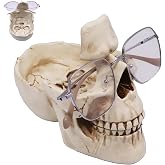 Buminee Glasses Holder for Nightstand, Creative Glasses Stand, Skull Glasses Holder, Skull Resin Sculpture for Home, Office - White