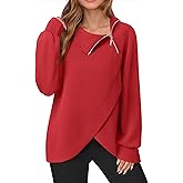 VALOLIA Sweatshirts Quarter Zip Pullover Tops Fall Clothes Turtleneck Sweatshirt Lightweight Tunic Sweaters