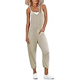 Ekouaer Jumpsuits for Women Sleeveless Spaghetti Strap Ribbed Overall Jumpsuit V Neck Summer Romper with Pockets 2026