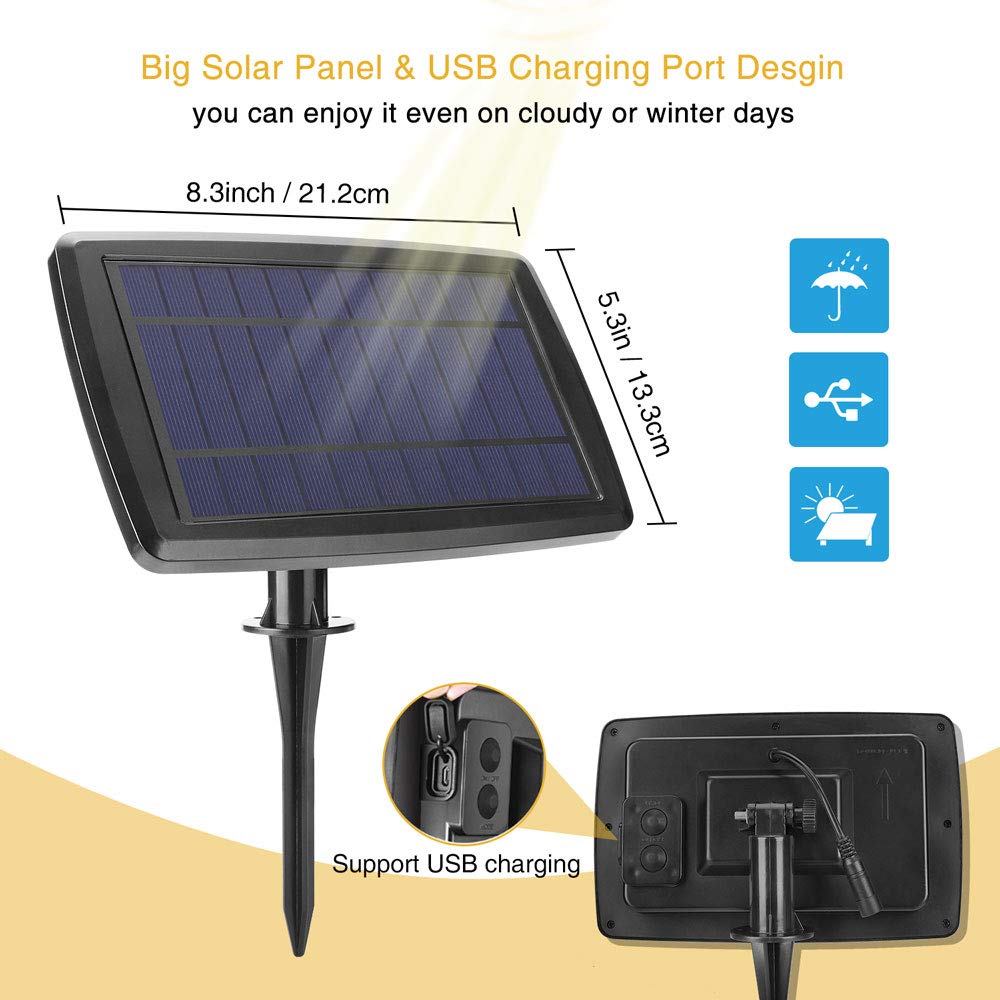 Onumii Solar Outdoor String LED Lights 7.5M 4400mAh, 2200K Amber Light, 25 Sockets 27 G40 LED Bulbs, Romantic Outdoor Decorative String Lights For Yard, Patio, Deck, Pergola, Umbrella Lights