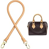 KIYOMIL Bag Genuine Vachetta Leather Shoulder Short Strap Replacement Fit for Graceful Damier or Speedy25 30 35 Bag Brown Straps Tan(Length:27.5in-BEESWAX)