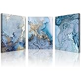 Lapremoly Abstract Canvas Wall Art For Living Room Bedroom Wall Decoration Office Decor Pictures Blue Watercolor Paintings Ready To Hang Home Artwork Framed Canvas prints Decor 3 Pieces