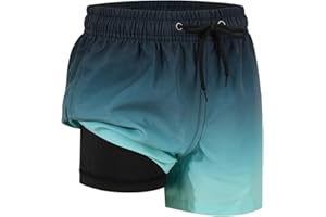 SNOW DREAMS Boys Swim Trunks with Compression Liner Quick Dry Swim Shorts Lightweight Bathing Suits Board Shorts Swimming