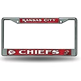 NFL Football Kansas City Chiefs 12" x 6" Chrome Frame - Car/Truck/SUV Automobile Accessory
