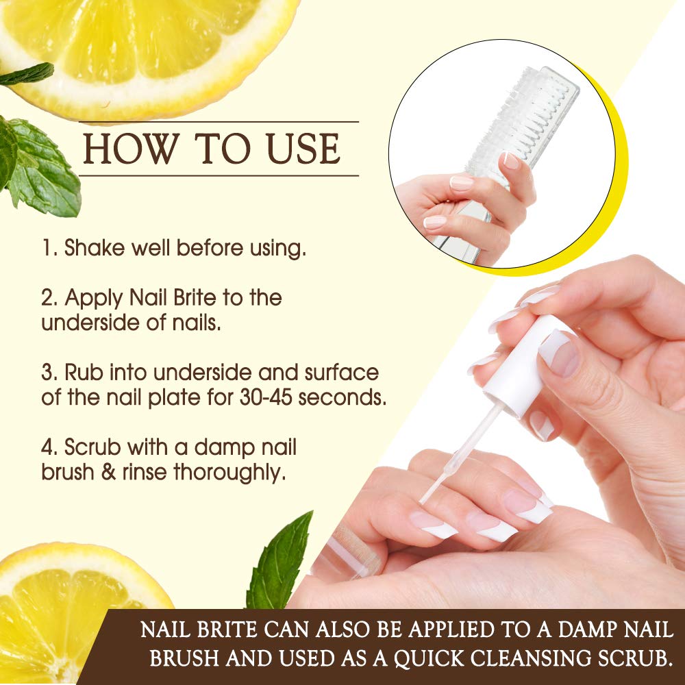 Gena Nail Brite Whitening Scrub with Brush, Cleans Conditions & Brightens Nails, 4 oz: Beauty