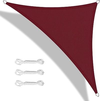 Teynewer Triangle Shade Sail 5x5x5m Waterproof UV Block 98% Red