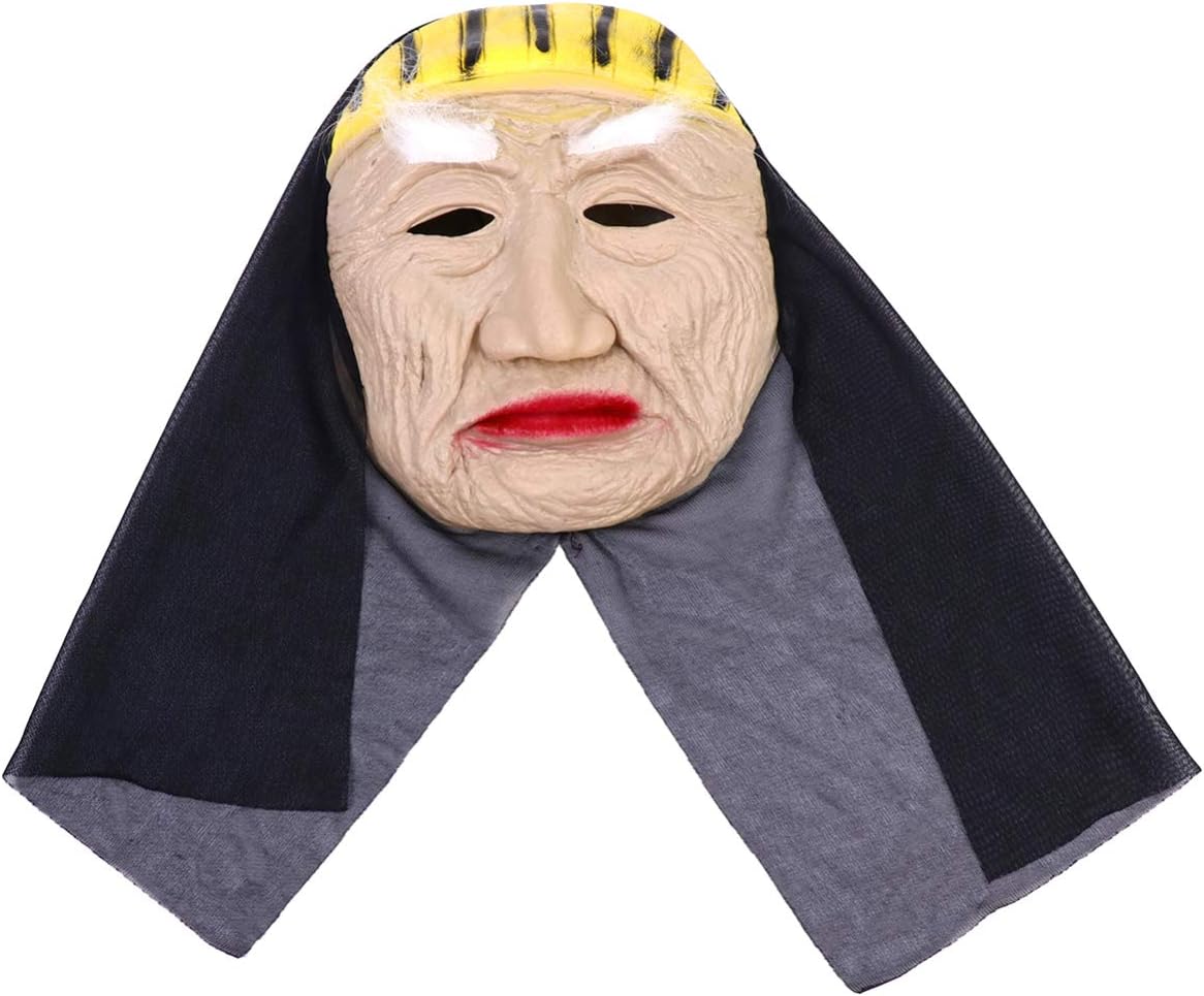 BESTOYARD Máscara de Halloween para idosa com lenço de cabeça de látex