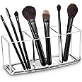 Watpot Acrylic Makeup Brush Organizer Holder Clear Cosmetic Brushes Storage with 3 Slots