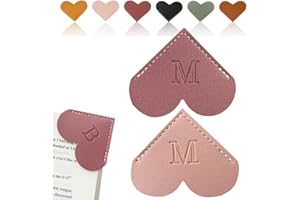 TOPALIVING Personalized Leather Heart Bookmark, 26 Letters Customized Corner Book Mark for Reading, Book Holder Markers with Initials Page Book Accessories Cute Gifts (Light Pink+Deep Pink, M)