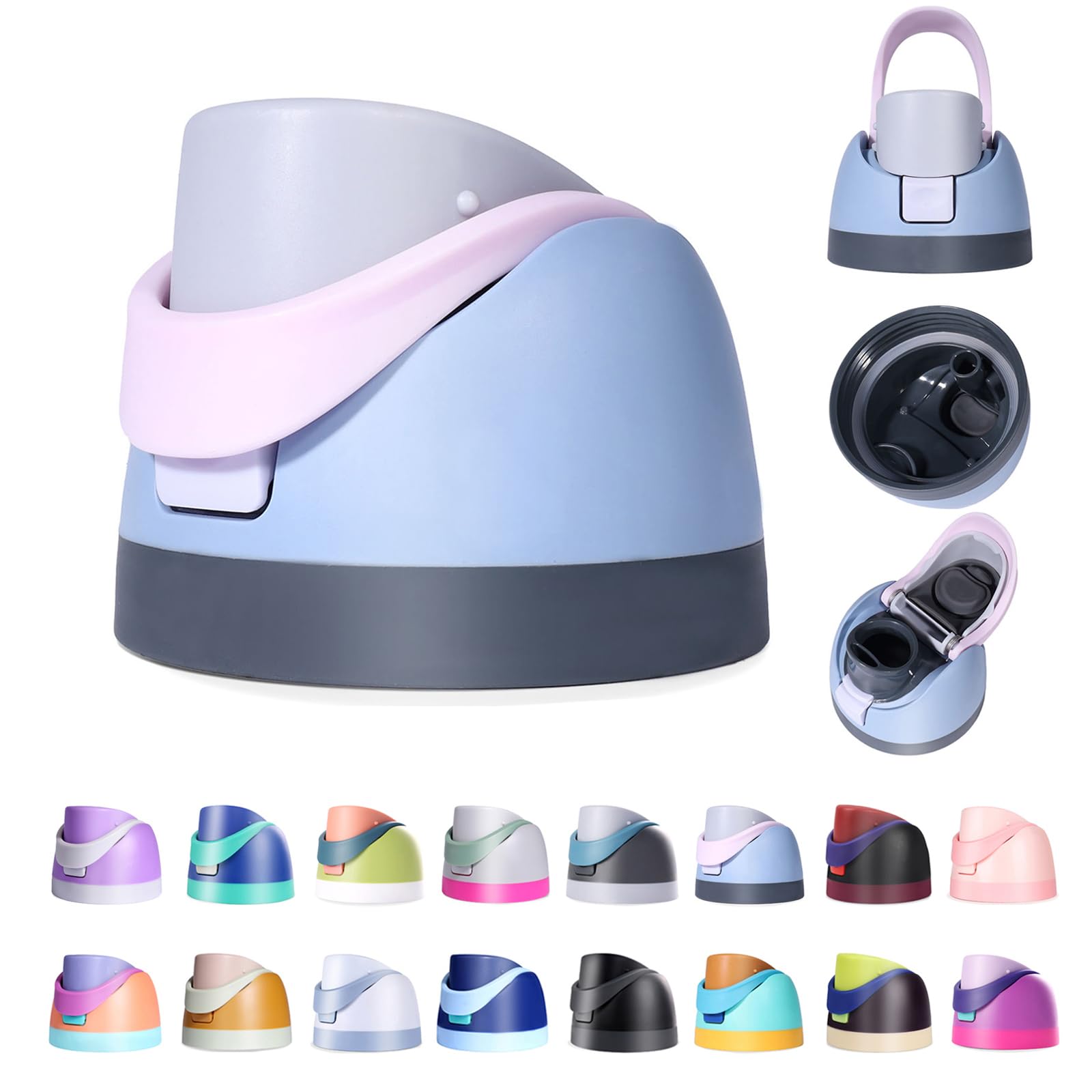 Photo 1 of Branbox Replacement Lid for Owala Freesip, Compatible with Owala Cup 16oz 24oz 32oz 40oz, One Button Water Bottle Top Lid for Owala Freesip, Leakproof, BPA-Free, Blue-Pink