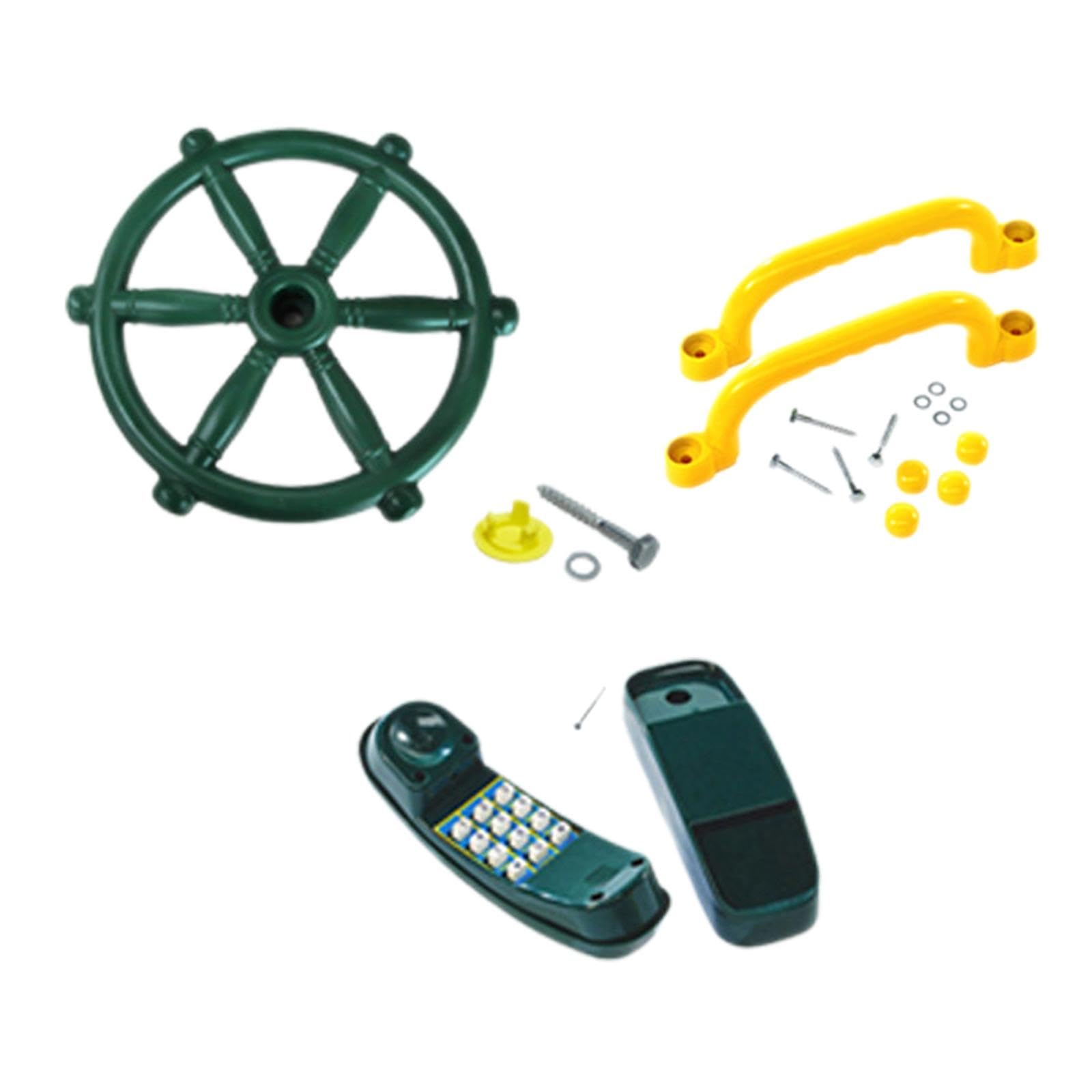 Baoblaze Kids Playground Toy Steering Wheel Child Climbing Frame Kits Accessories Pretend Play for Ages 3+ Boys Girls Educational Gift, With Handles