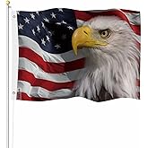 Yekiua Patriotic Eagle Flag 3X5 Outdoor North American Bald Eagles Star Striped Us American Flag Veterans Day Double Sided Flags All Weather Long Lasting With 2 Brass Grommets