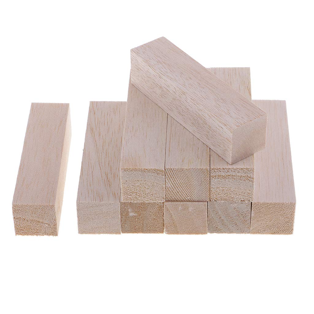 sharprepublic Balsa Wood Carving Blocks Kit - Best Wood Carving Kit for Kids Adults Beginners - Soft Wood Block Sizes 30x30x120mm - 10 Pack