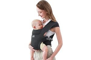 MOMTORY Baby Carrier, Newborn Carrier, Cozy Baby Wrap Carrier, with Hook&Loop for Easily Adjustable, Soft Fabric, Deep Grey