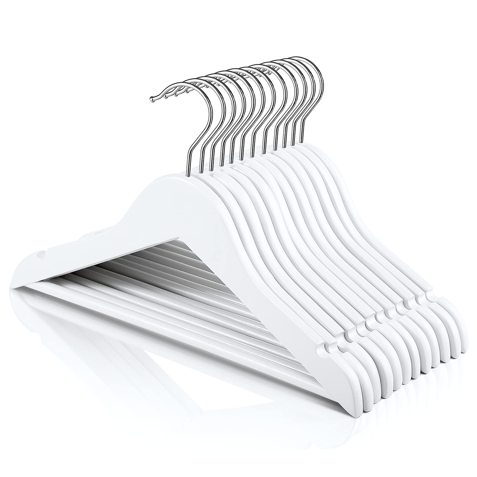 HOUSE DAY Children's Wooden Hangers, 20 Pack Baby Nursery Wood Hangers With 360° Swivel Hook, Non-Slip Coat Hanger for Suits, Pants and Jackets (White)