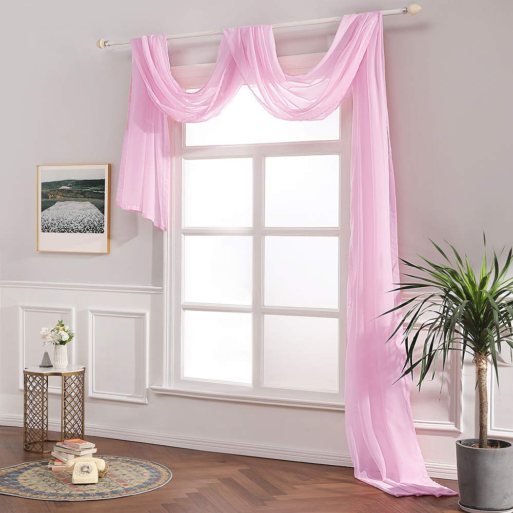 Megachest TAILORED VOILE WINDOW SCARF PELMET (light pink, 56"X118"X1 Panel)