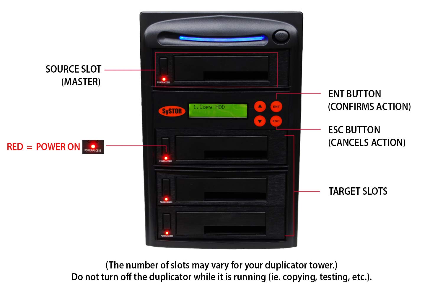 Systor 1:1 HDD/SSD Hard Drive Duplicator - 5.4GB/Min - Standalone Copier & Eraser/Sanitizer for Multiple SATA 3.5 Disk & 2.5 Solid State Drives - Copy Speeds of up to 90MB/Sec (SYS101HS-DP)