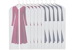 Zilink Clear Coat Covers Garment Bag 54-inch Garment Bags for Hanging Clothes Storage Bag for Coat with Full Length Zipper for Clothing Storage Bags Hanging, Set of 10