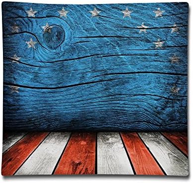 Isjiqnsq Unisex Rustic Empty Wooden Pattern Interior American Flag Design Print 18X18 Inch Cotton Polyester Decorative Home Decor Sofa Couch Desk Chair Car Square Throw Pillow Case