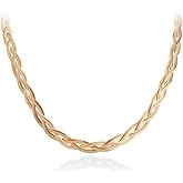 555Jewelry Stainless Steel Flat Braided Snake Chain Necklace for Women & Ladies