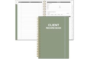 HEVEBOIK Client Record Book - Hair Stylist Client Profile Book-Binder and Client Record Cards with A-Z Alphabetical Tabs for Salons, Hair Stylist, Nail, Small Business, Green