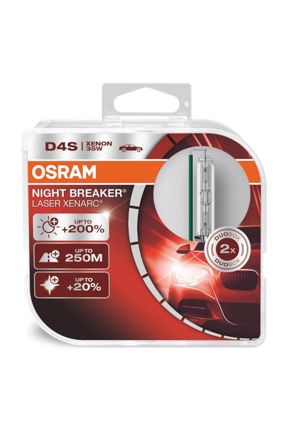 OSRAM XENARC NIGHT BREAKER LASER D4S, +200% more brightness, HID xenon bulb, discharge lamp, 66440XNL-HCB, duo box (2 lamps)