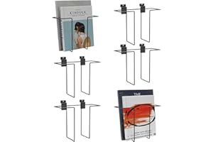 MQKIWAO 6 Pack Literature Display for Slatwall, Metal Wire Magazine Holder Slat Wall Shelf Accessories for Exhibitions Trade Show and Office Retail Store - Black