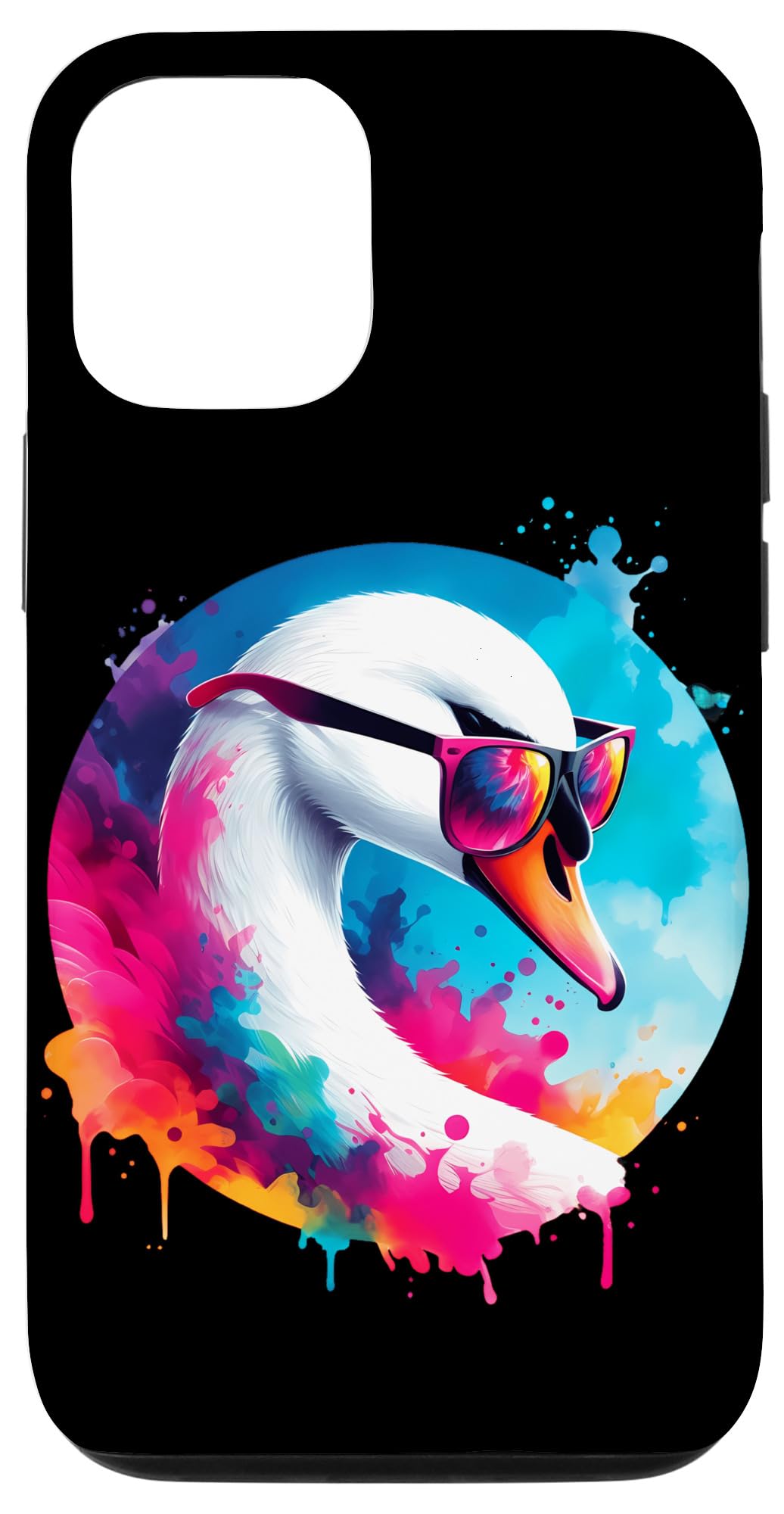 iPhone 13 Cool Tie Dye Swan Sunglasses Bird Illustration Art Case