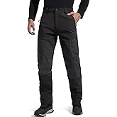 FREE SOLDIER Waterproof Mens Ski Pants Hiking Outdoor Snowboard Snow Pants with Bottom Leg Zipper(Dark Black, 38W x 32L)