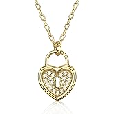 MING&KELLY JEWELRY,14K Gold Heart Pendant Necklace,Cubic Zirconia Heart Necklace,Cute Dainty Love Pendant Necklaces for Women