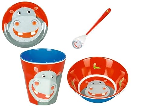 Die Spiegelburg de 4 piezas Juego de vajilla melamina Hippo Freche ...