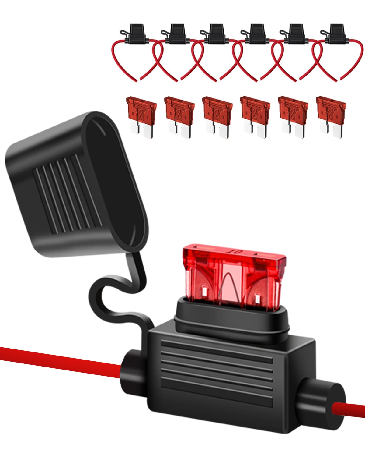 Photo 1 of 6 Pack 18AWG Inline Fuse Holder - 18 Gauge Automotive Blade Fuse Holder with 6pcs 10 AMP ATC/ATO Standard Fuses