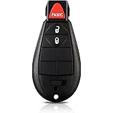 HelloAuto Key Fob Cover Fit for Dodge Ram 1500 2013-2021, Empty Replacement Shell for Ram 2500 3500 4500 5500 Pickup Keyless Remote Key Case Accessories (GQ4-53T)
